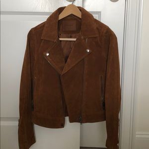 Brown suede moto jacket